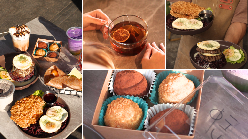 A selection of health-conscious drinks, protein-forward grain bowls, and clean dining desserts.