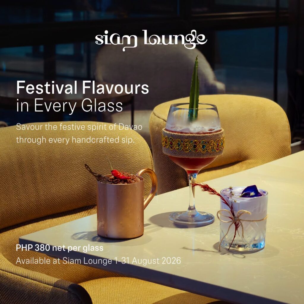 Handcrafted festival drinks served at Siam Lounge during Kadayawan month.