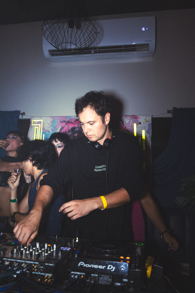 DJ Emel performing behind the decks at the LAMANO venue during Mixed Temptations