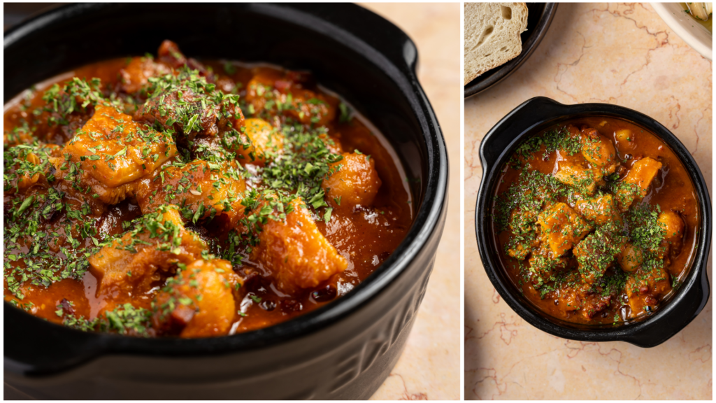 Traditional Spanish Filipino Callos stew with chorizo and jamon