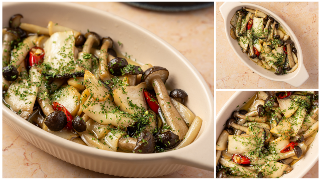 Plump Mushroom al Ajillo with garlic and extra virgin olive oil